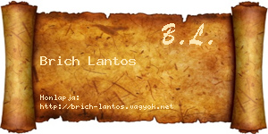 Brich Lantos névjegykártya